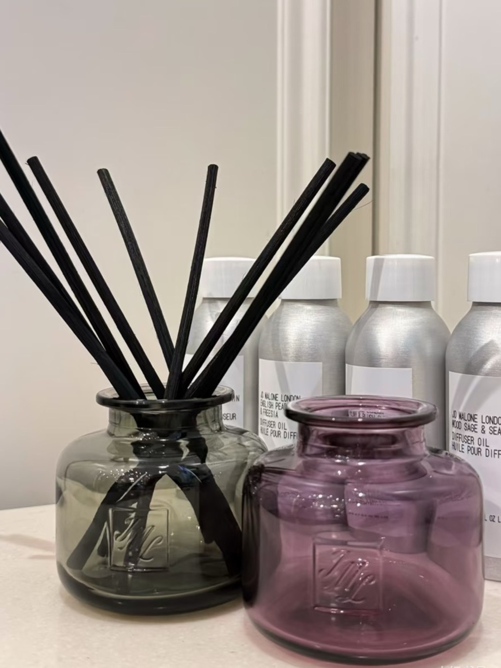 Jo Malone Lime Basil Mandarin Diffuser Refill +Vessel Duo New Set of 2!Home Gift